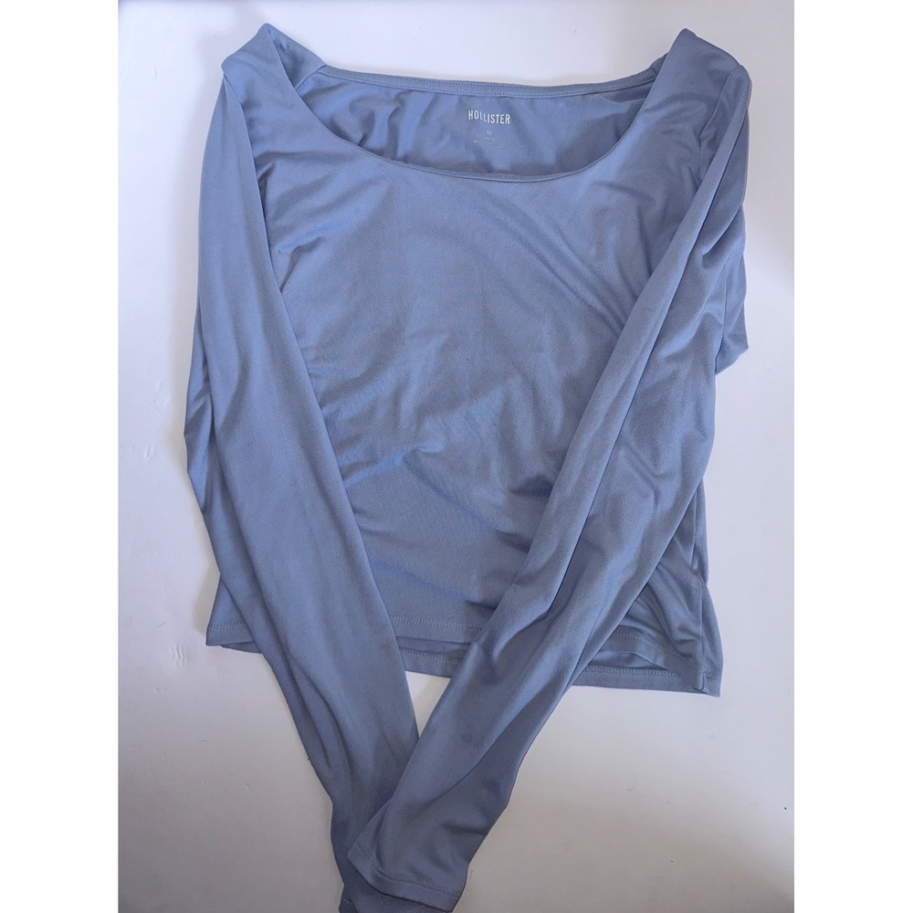 Hollister Long Sleeve Scoop Neck Top Blue
